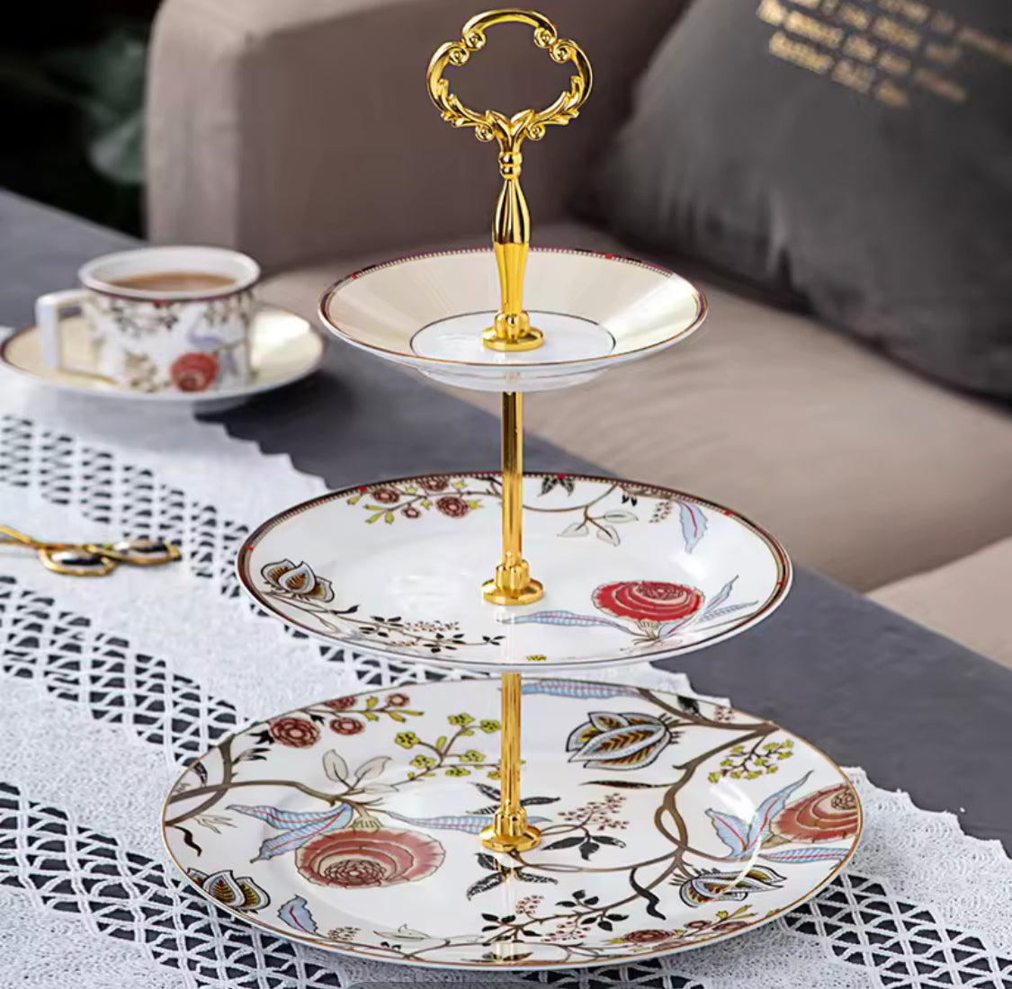 3 Tier Melamine Platter, Creative Colorful Glass Plate, Light Luxury Snack Serving Tray, Home Dining Room Table Tray, Party Snacks Serving Tray 3 Tier Melamine Platter, Creative Colorful Glass Plate, Light Luxury Snack Serving Tray, Home Dining Room Table Tray, Party Snacks Serving Tray